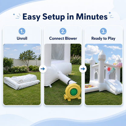 AIRFUNGO Classic 9x9x7FT White Bounce House with Slide & Ball Pit