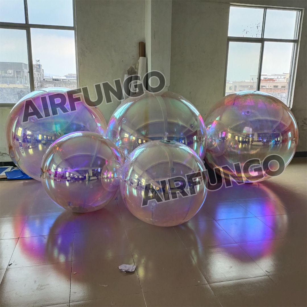6piece/SET With Air Pump Inflatable Mirror Balls Inflatable Mirror Spheres for Party/Show/Commercial/Advertising/Shopping Mall Decoration(Iridesent Color)