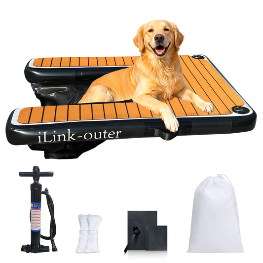 Inflatable Dog Floating Ramp, Non-Slip Pet Water Step Ladder with Anchor D-Rings & Ropes, Portable Stable Dog Pool Dock Access Ramp for Small Large Senior Dogs, Swimming Pool Lake Boat Outdoor Water Safety