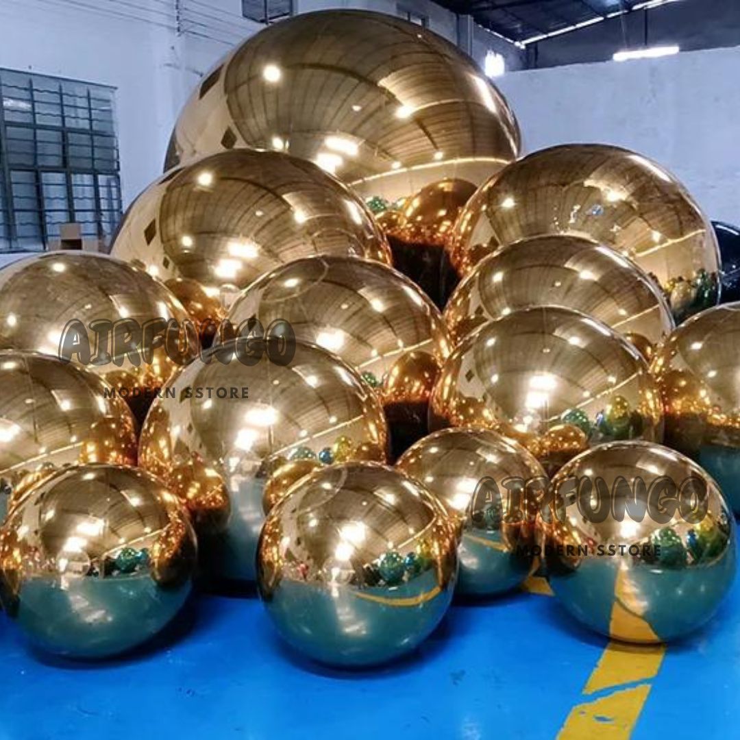 Inflatable Mirror Ball Inflatable Mirror Spheres for Party/Show/Commercial/Advertising/Shopping Mall Decoration(Gold Color)