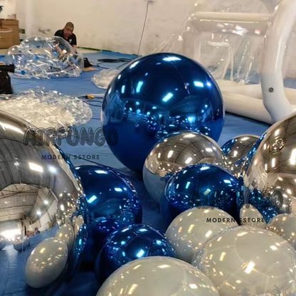 Inflatable Mirror Ball Inflatable Mirror Spheres for Party/Show/Commercial/Advertising/Shopping Mall Decoration(Blue Color)