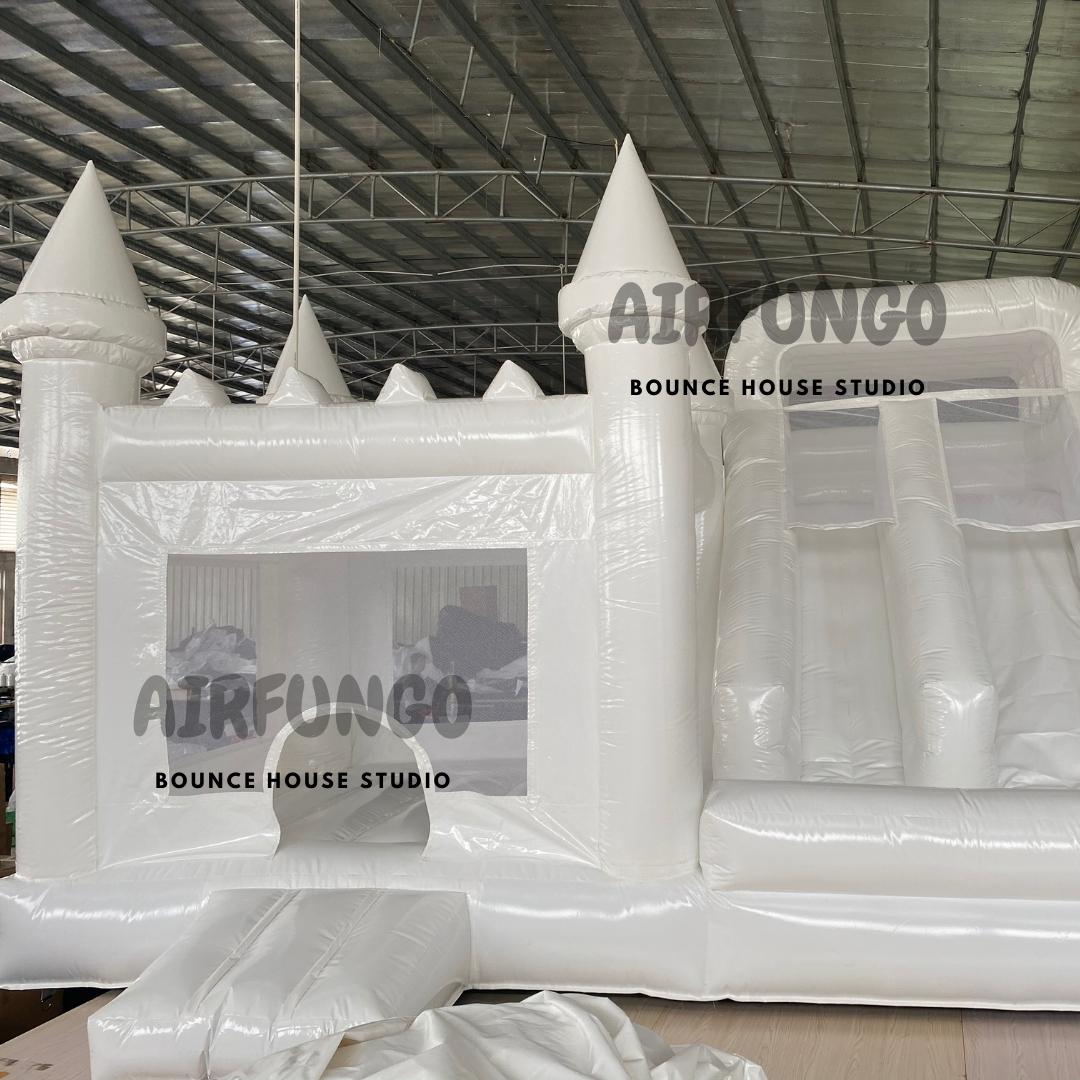 Large Size Bounce House Combo White Inflatable Bouncy Castle With Slide