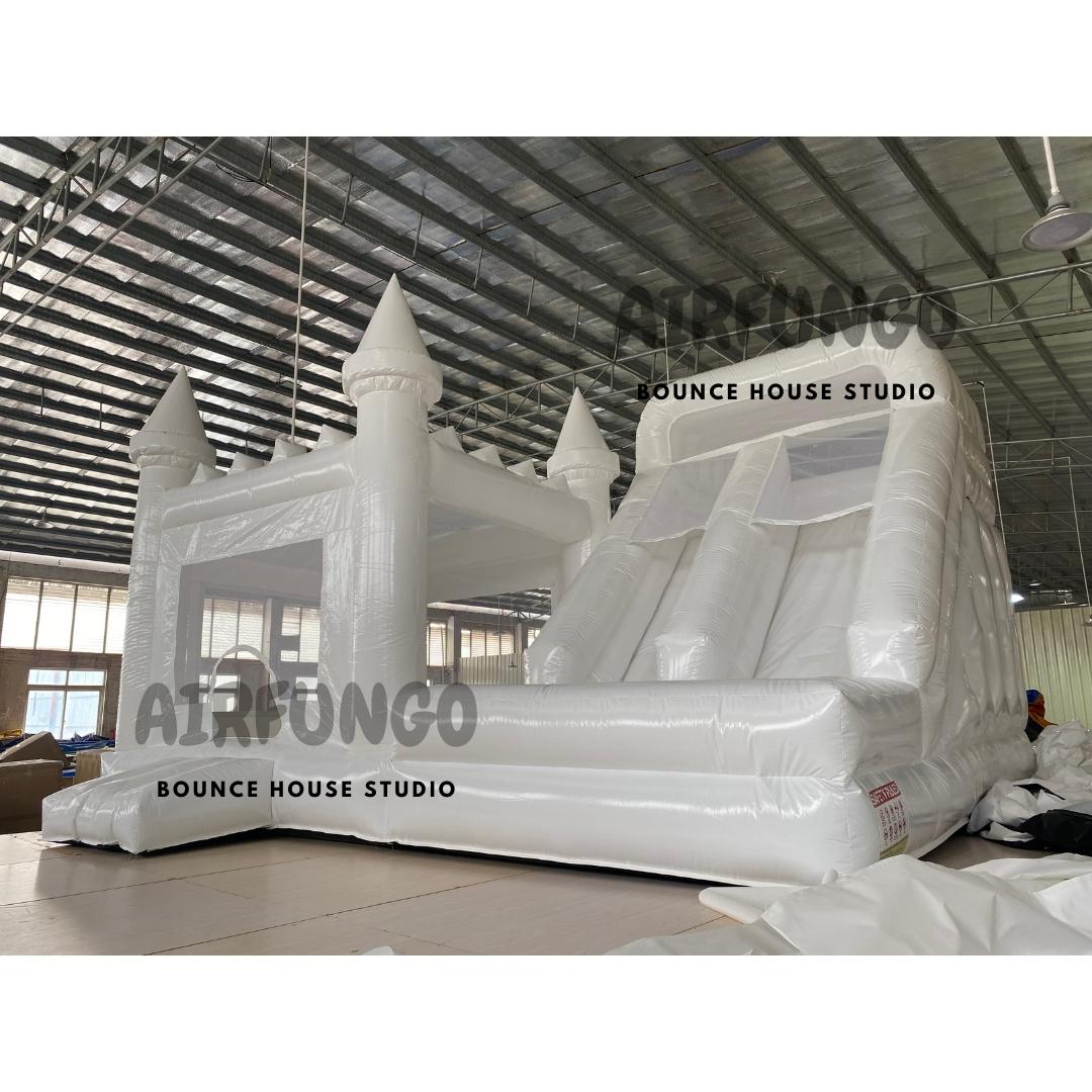 Large Size Bounce House Combo White Inflatable Bouncy Castle With Slide