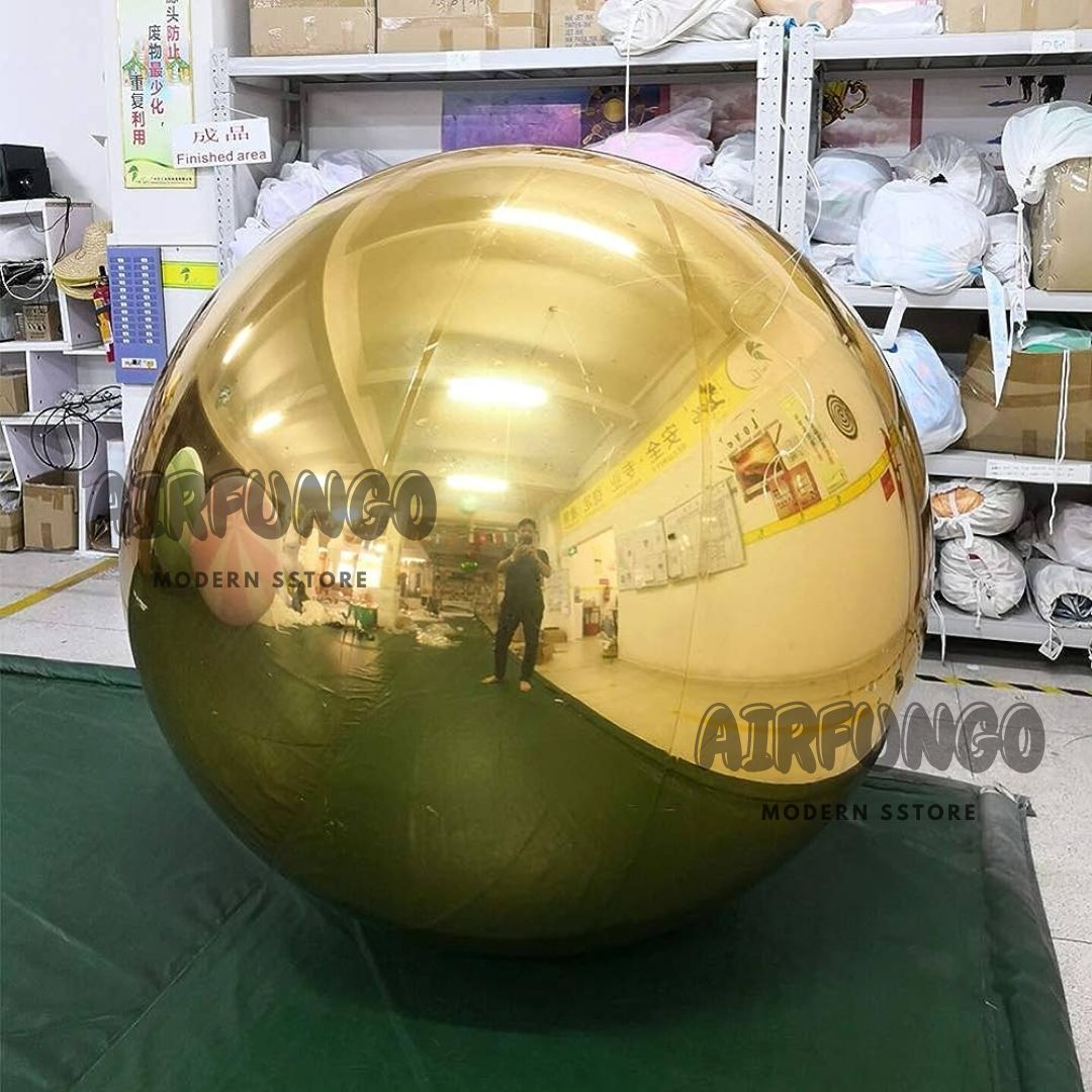 Inflatable Mirror Ball Inflatable Mirror Spheres for Party/Show/Commercial/Advertising/Shopping Mall Decoration(Gold Color)