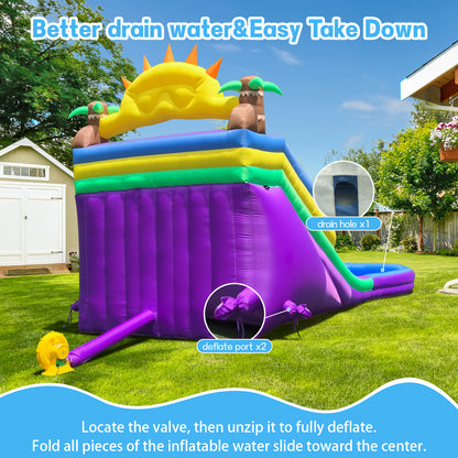 Inflatable Water Slide with Splash Pool for Kids 3–12, Heavy-Duty Oxford, Quick Setup & Drainage, Blower Included, Perfect for Backyard & Outdoor Summer Party Fun (Sun Glassess)