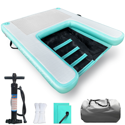 Inflatable Large Dog Water Ramp Float Floating Ramp-Swimming Pets Up to 200 Pounds Large Dogs-Inflatable Stairs for Boats, Docks, with Pump/Rope/Repair Kit - PVC Anti-Slip Fabric