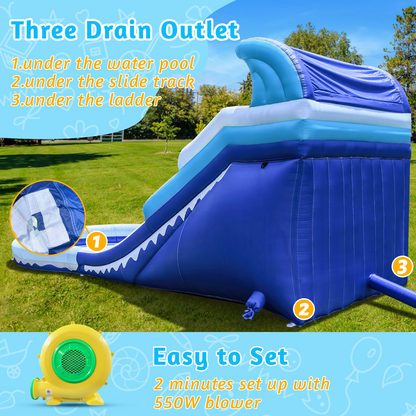 Inflatable Water Slide Giant Bounce House with Large Splash & Ball Pool 20.6'×9.5'×9.3' Oxford Quick Setup with Blower & Full Accessories for Outdoor Indoor Summer Party