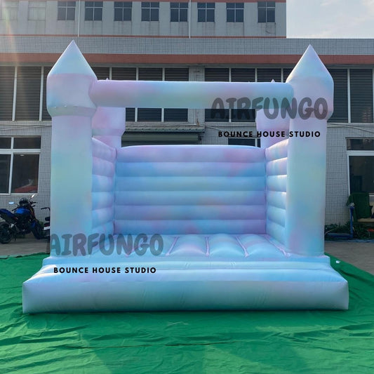 Tie-Dye Bouncy Castle White Inflatable Bounce House For Kids Party