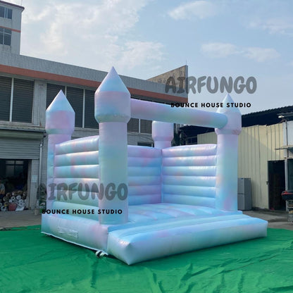 Tie-Dye Bouncy Castle White Inflatable Bounce House For Kids Party