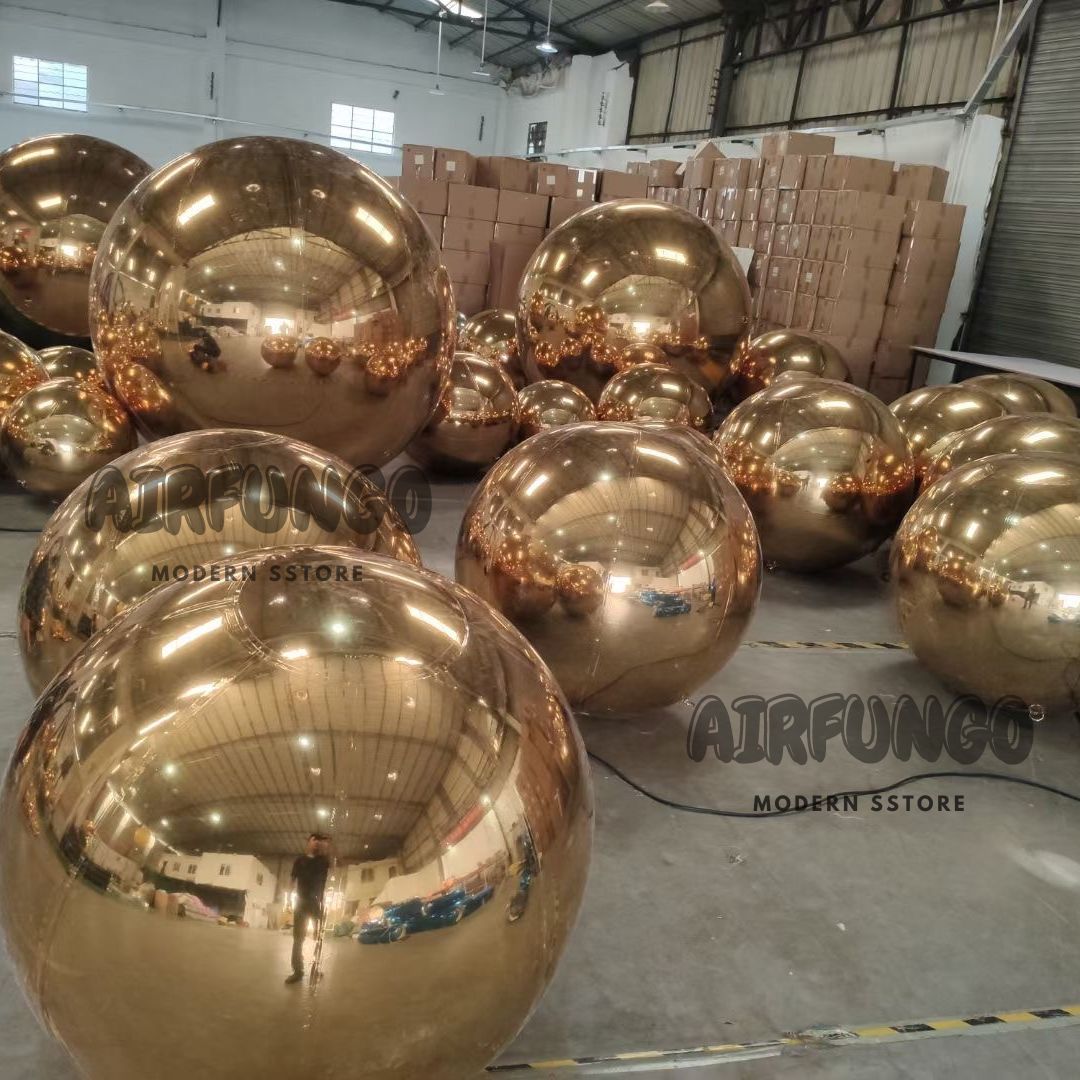 Inflatable Mirror Ball Inflatable Mirror Spheres for Party/Show/Commercial/Advertising/Shopping Mall Decoration(Gold Color)