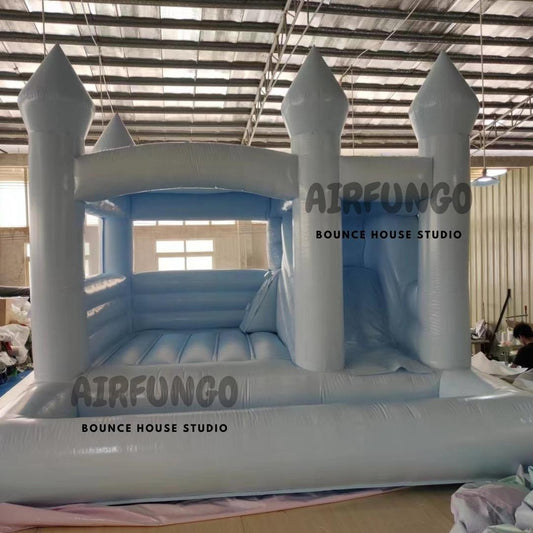 Light/Baby Blue Inflatable 3 in 1 Bounce House Combo With Pit