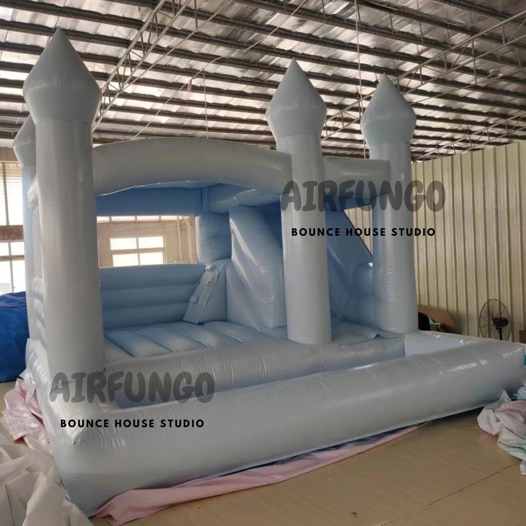 Light/Baby Blue Inflatable 3 in 1 Bounce House Combo With Pit