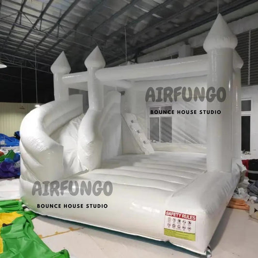 White Bounce House With Slide Combo Jumping Castle