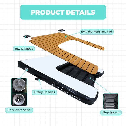 Inflatable Dog Floating Ramp, Non-Slip Pet Water Step Ladder with Anchor D-Rings & Ropes, Portable Stable Dog Pool Dock Access Ramp for Small Large Senior Dogs, Swimming Pool Lake Boat Outdoor Water Safety