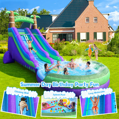 Inflatable Water Slide with Oversized Splash Pool for Kids 3-12, Oxford Fabric, Quick Setup & Drainage, 550W Blower & All Accessories for Indoor Outdoor Summer Party Fun