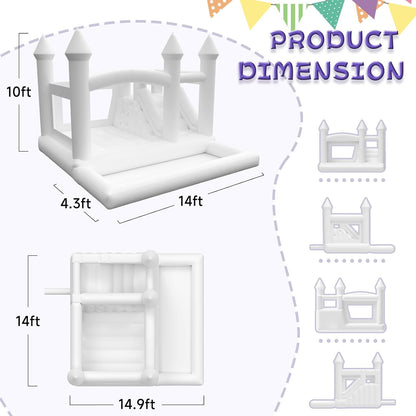 15' x 13' Oxford White Bounce House with Ball Pit & Slide & Air Blower