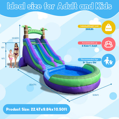 Inflatable Water Slide with Oversized Splash Pool for Kids 3-12, Oxford Fabric, Quick Setup & Drainage, 550W Blower & All Accessories for Indoor Outdoor Summer Party Fun