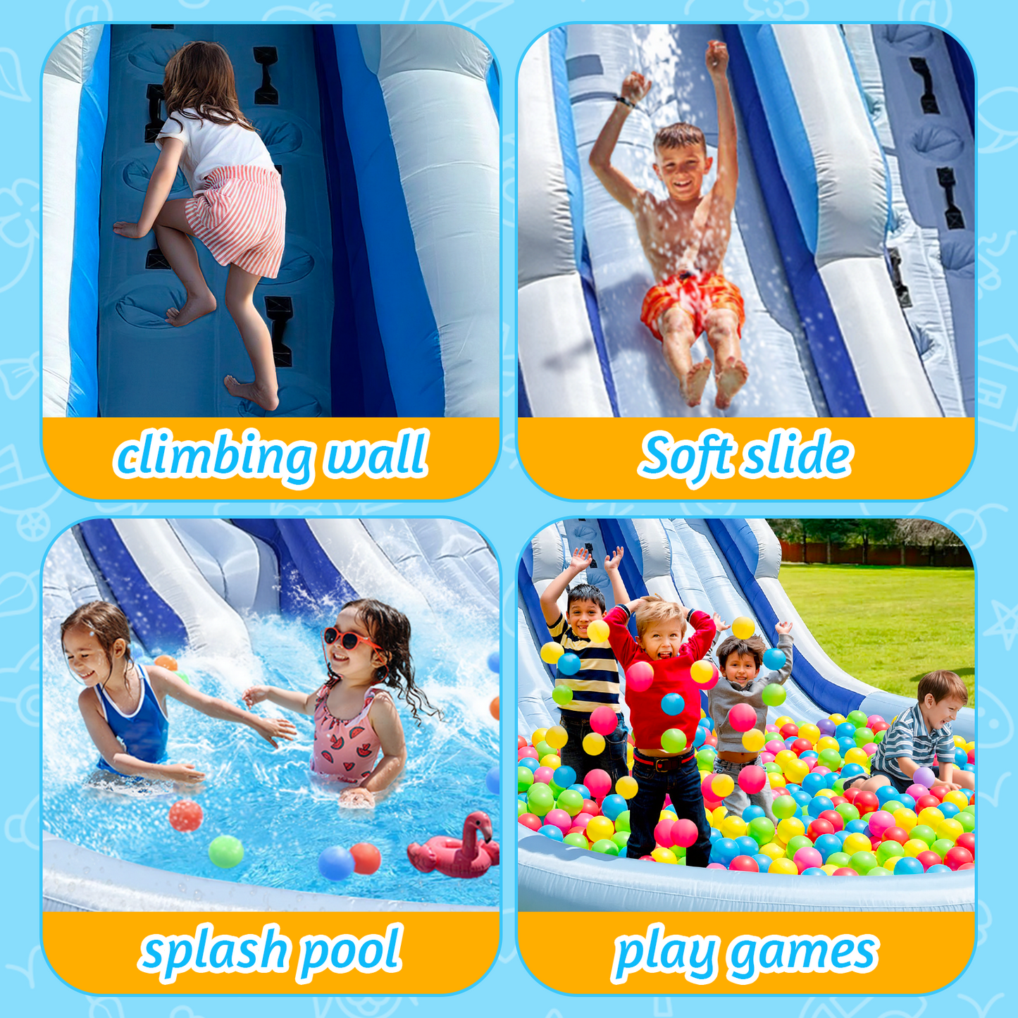 Inflatable Water Slide Giant Bounce House with Large Splash & Ball Pool 20.6'×9.5'×9.3' Oxford Quick Setup with Blower & Full Accessories for Outdoor Indoor Summer Party