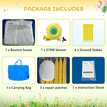 White Bounce House With Ball Pool & Blower For Kids Indoor And Outdoor Summer