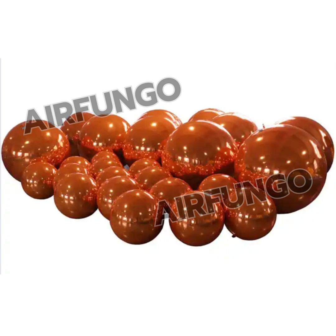 26pcs/kit With Air Pump Inflatable Mirror Balls Inflatable Mirror Spheres for Party/Show/Commercial/Advertising/Shopping Mall Decoration(Orange Color)