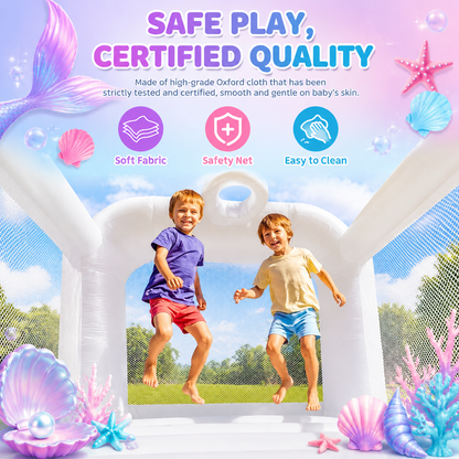 AIRFUNGO 8FT White Bounce House with Slide | Party Castle