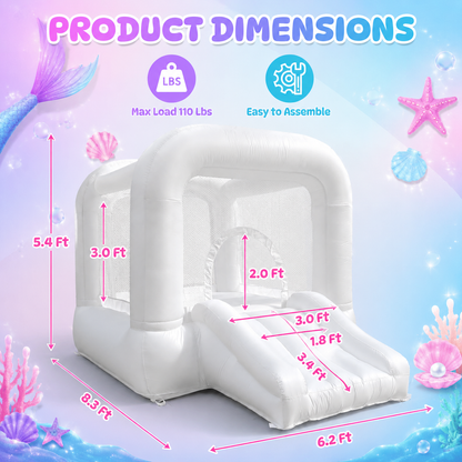 AIRFUNGO 8FT White Bounce House with Slide | Party Castle