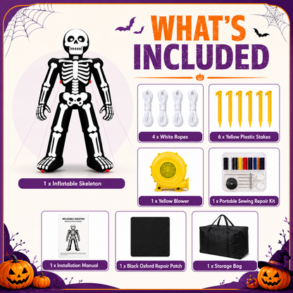 26FT Giant Halloween Inflatable Skeleton Decoration, Light Not Included Yard Outdoor Decor with 480W Blower, Waterproof Inflatable Halloween Decorations for Lawn Garden Party, Holiday Festival