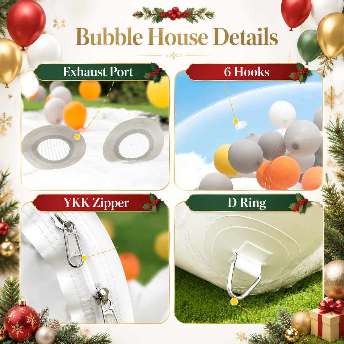 10FT Inflatable Bubble House with 6FT Tunnel, Clear Transparent Bubble Dome Tent with 550W Blower & 500W Air Pump for Christmas, Birthday Parties, Weddings & Outdoor Events