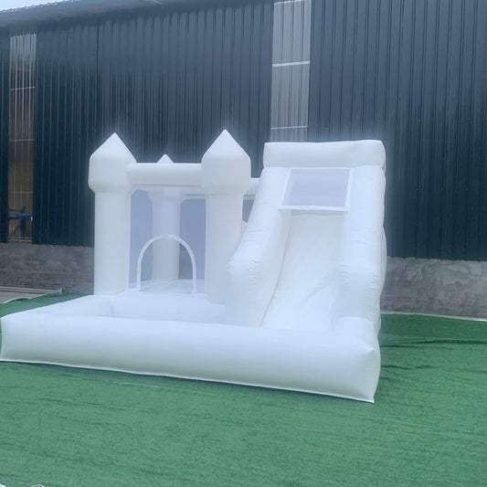 Mini 3 In 1 White Bounce House With Slide