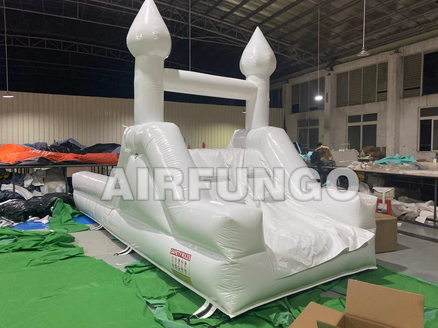 Modern Slide Inflatable White Bounce House With Slide – Airfungo