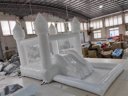 13x8ft 3 in 1 inflatable white bounce house commercial grade
