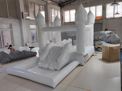 13x8ft 3 in 1 inflatable white bounce house commercial grade