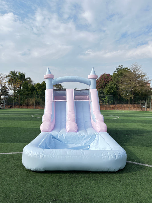 20x13ft modern pastel blue and pink water slide inflatable for kids and adults