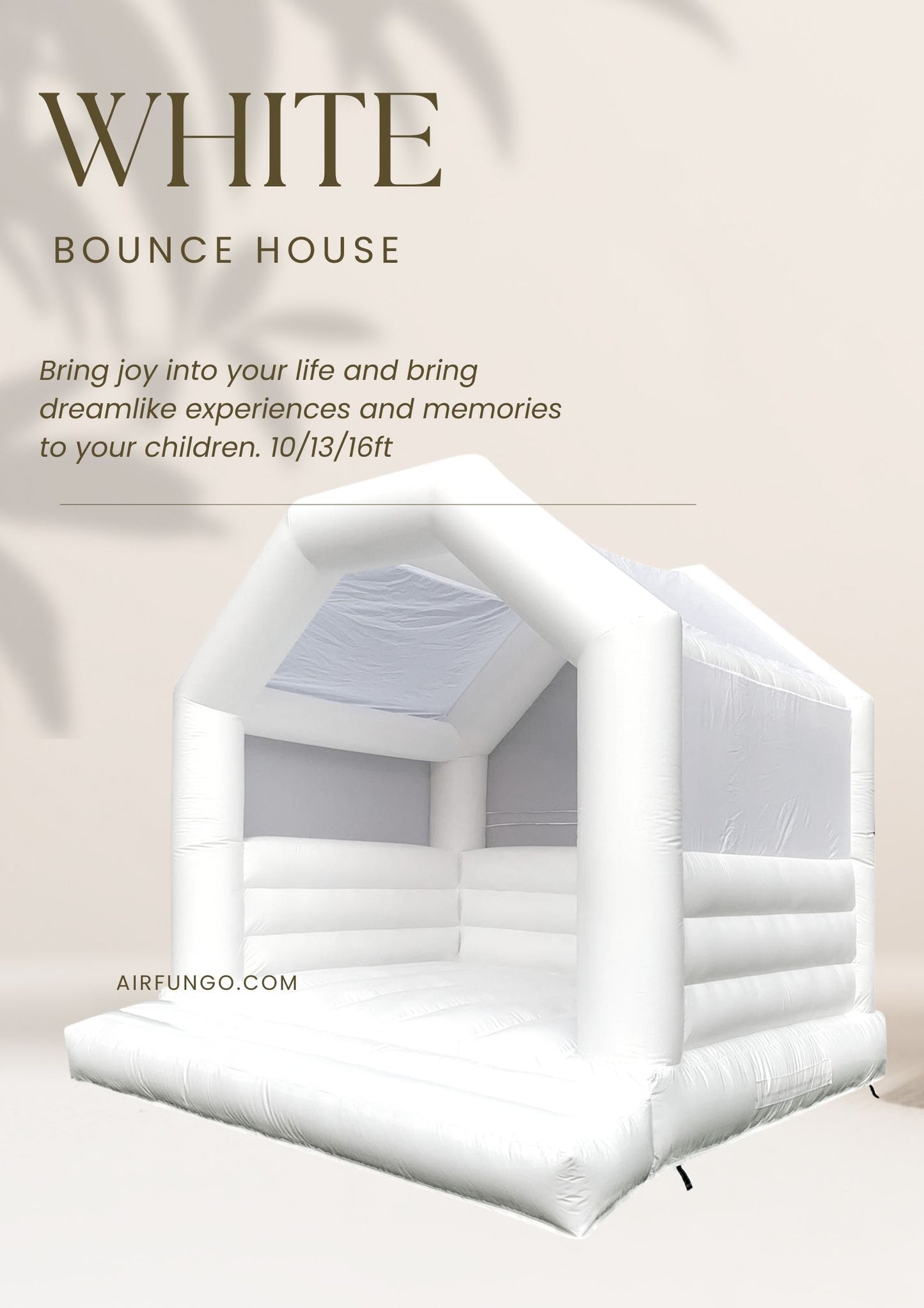 Boho Arch White Bounce House With Shade
