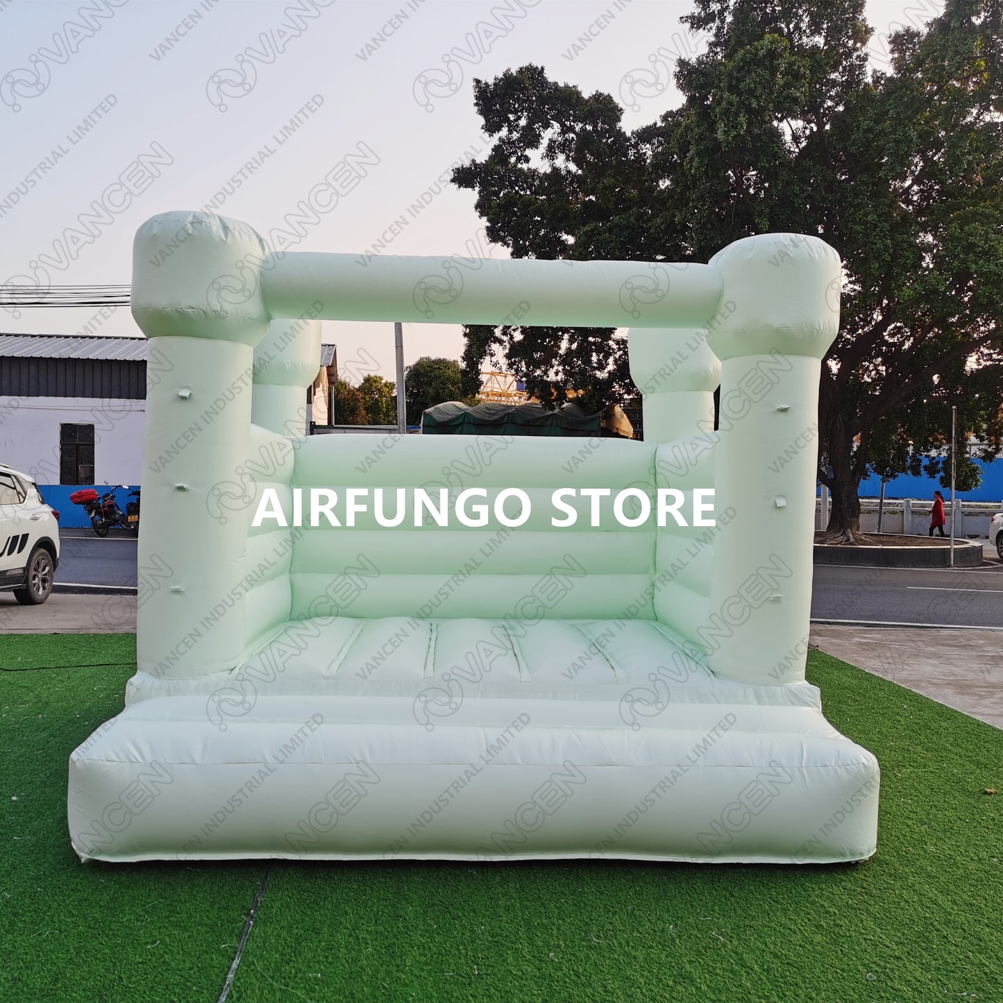 10x10ft mini Mint Color White bounce house with blower