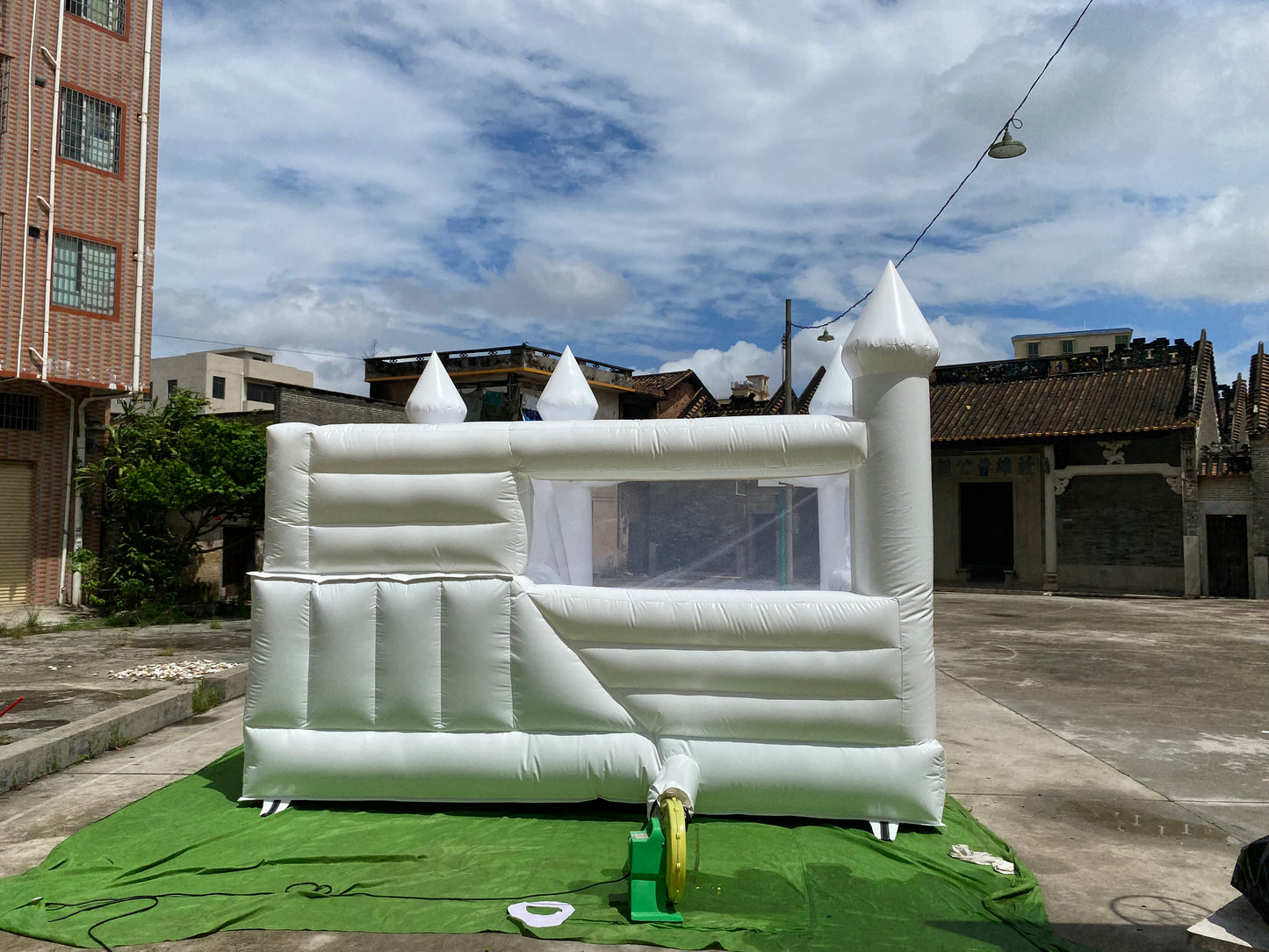 White Bounce House With Slide Combo For Sale