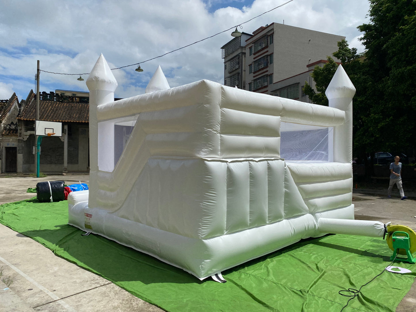 White Bounce House With Slide Combo For Sale