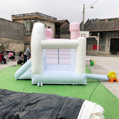 White And Blue Rainbow Bounce House