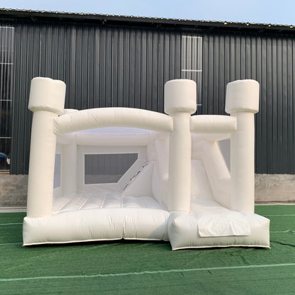 White Bounce House Flat Top With Slide