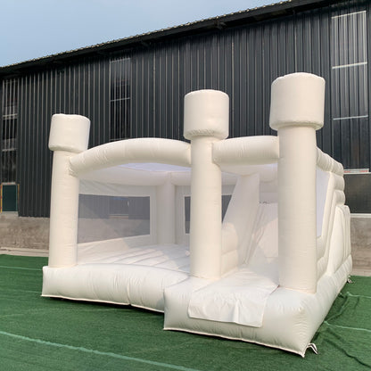 White Bounce House Flat Top With Slide