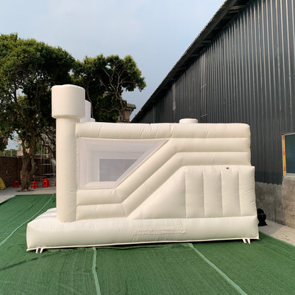 White Bounce House Flat Top With Slide