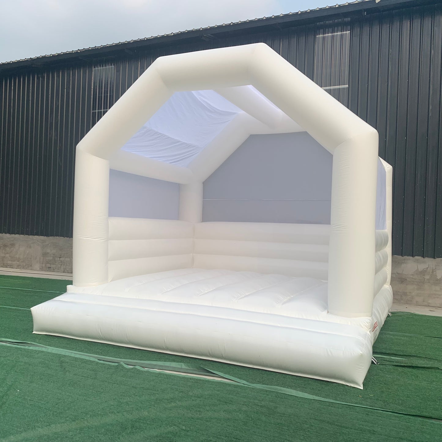 Boho Arch White Bounce House With Shade