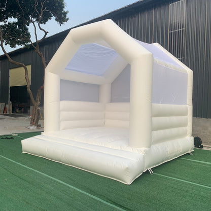Boho Arch White Bounce House With Shade