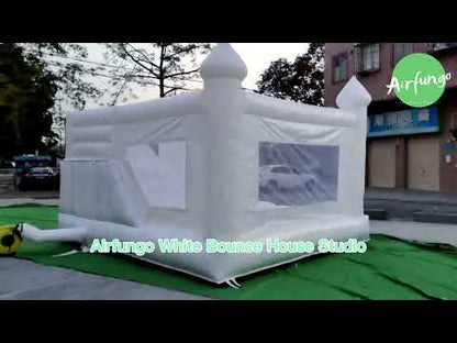 Inflatable White Bounce House With Slide